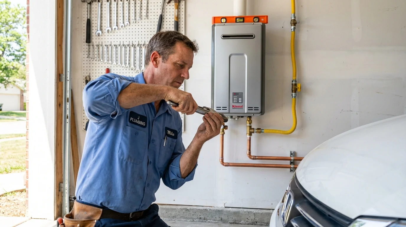 Tankless water heater installation by a Johns Plumbing LLC plumber in Wilmington